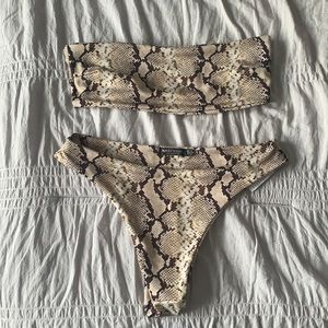 NWOT Nasty Gal Snake Print Bandeau Bikini